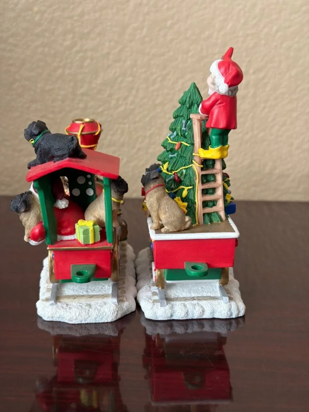 Danbury Mint Pug Christmas Express Complete 6-Piece Train Set - No Box or COA